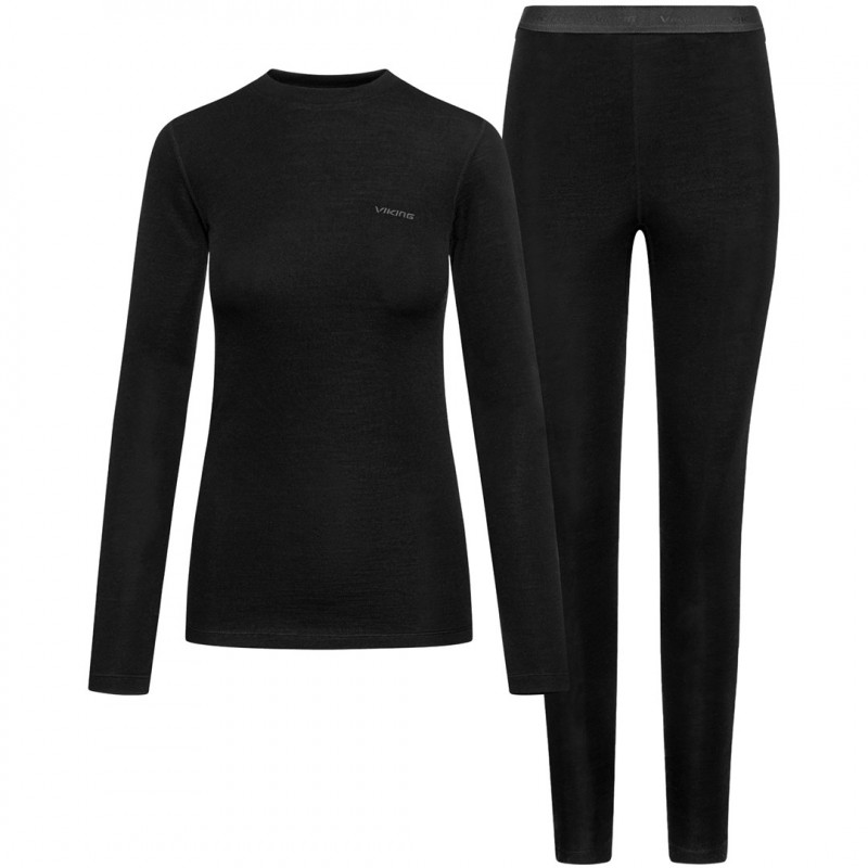 Set intimo tecnico donna Viking Meriboo Lady Set Merino, nero, S