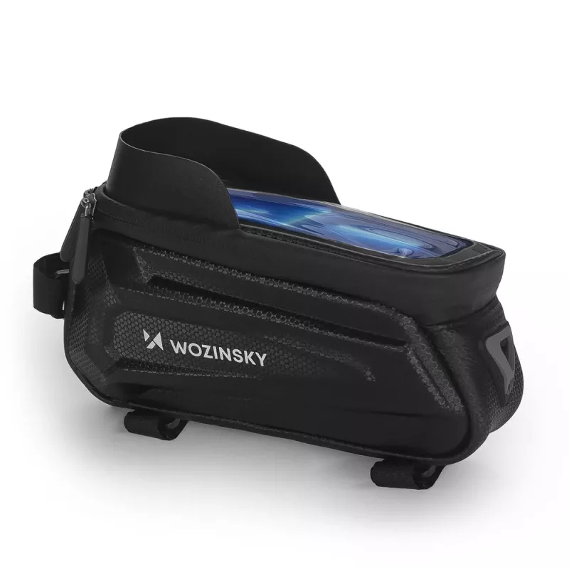 Borsa da telaio per bici Wozinsky WBB28BK con custodia per telefono, 1,7 L, nera