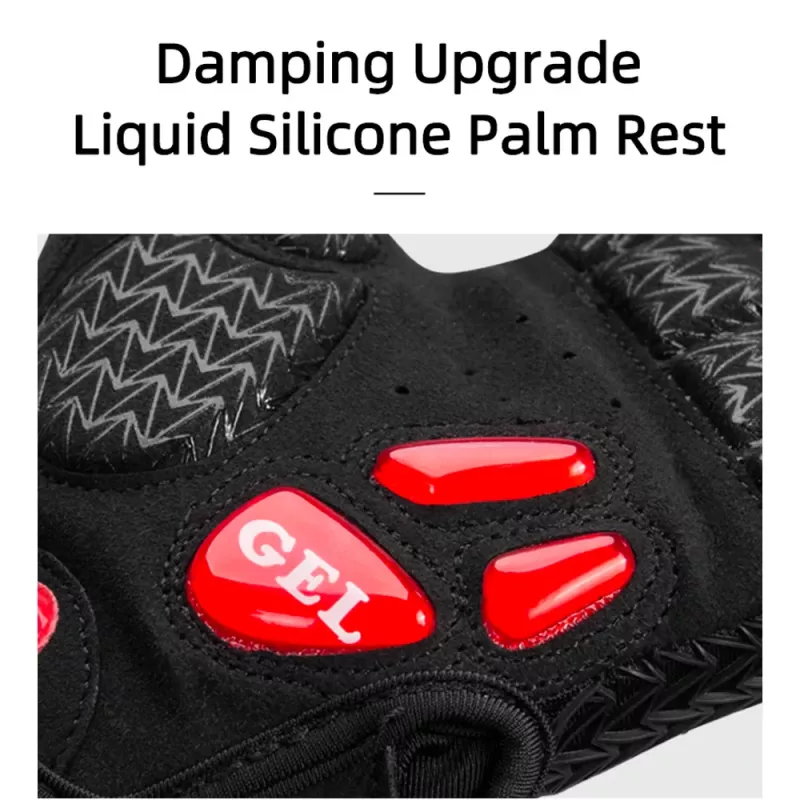 Guanti da ciclismo Rockbros S169BR con inserti in gel, taglia S, nero e rosso