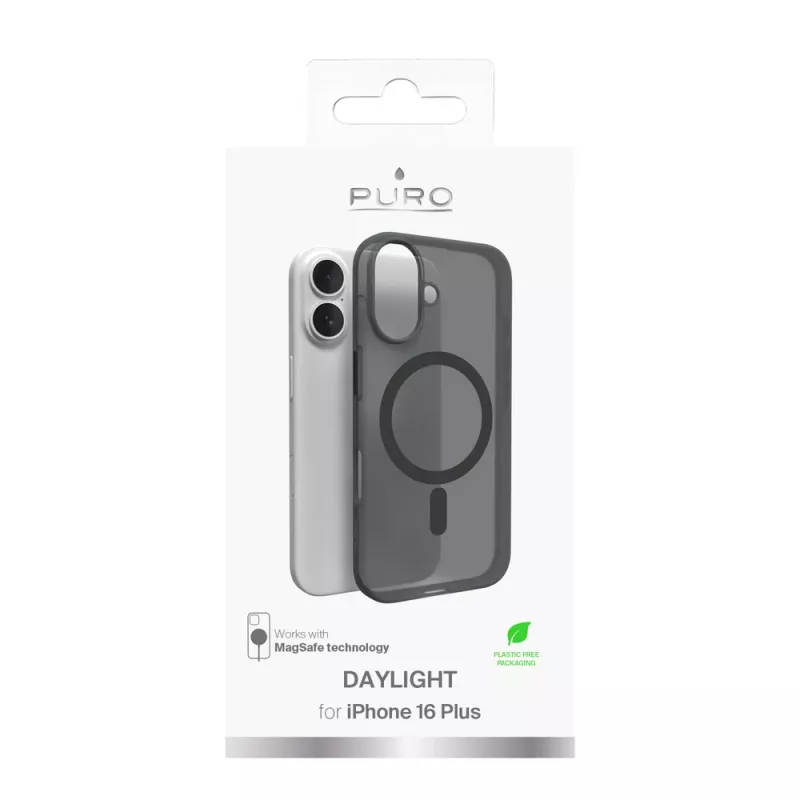 Custodia in silicone MagSafe Puro Daylight per iPhone 16 Plus, nera