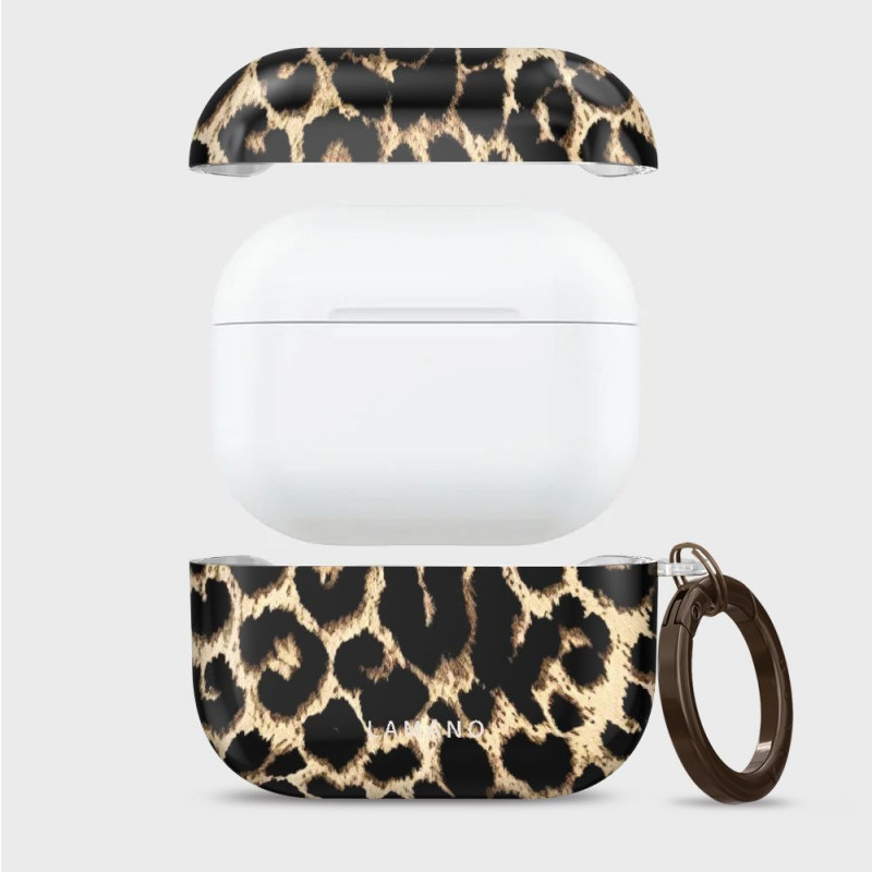Custodia Tech-Protect Lamano per Apple AirPods Pro 3 con moschettone, Exotic Touch (nera e marrone)