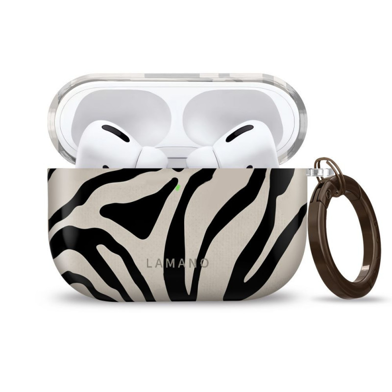 Custodia Tech-Protect Lamano per Apple AirPods Pro 3 con moschettone, Nature Muse (nera e beige)