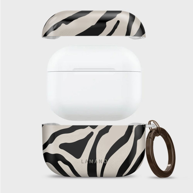 Custodia Tech-Protect Lamano per Apple AirPods Pro 3 con moschettone, Nature Muse (nera e beige)