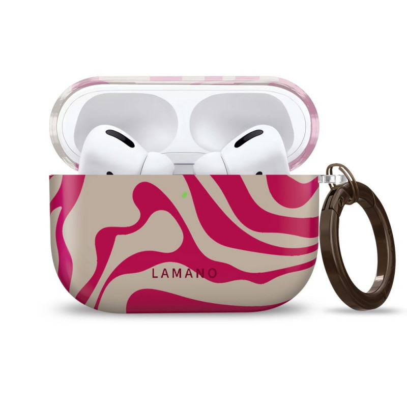 Custodia Tech-Protect Lamano per Apple AirPods Pro 3 con moschettone, Flamingo Bloom (rosa e beige)
