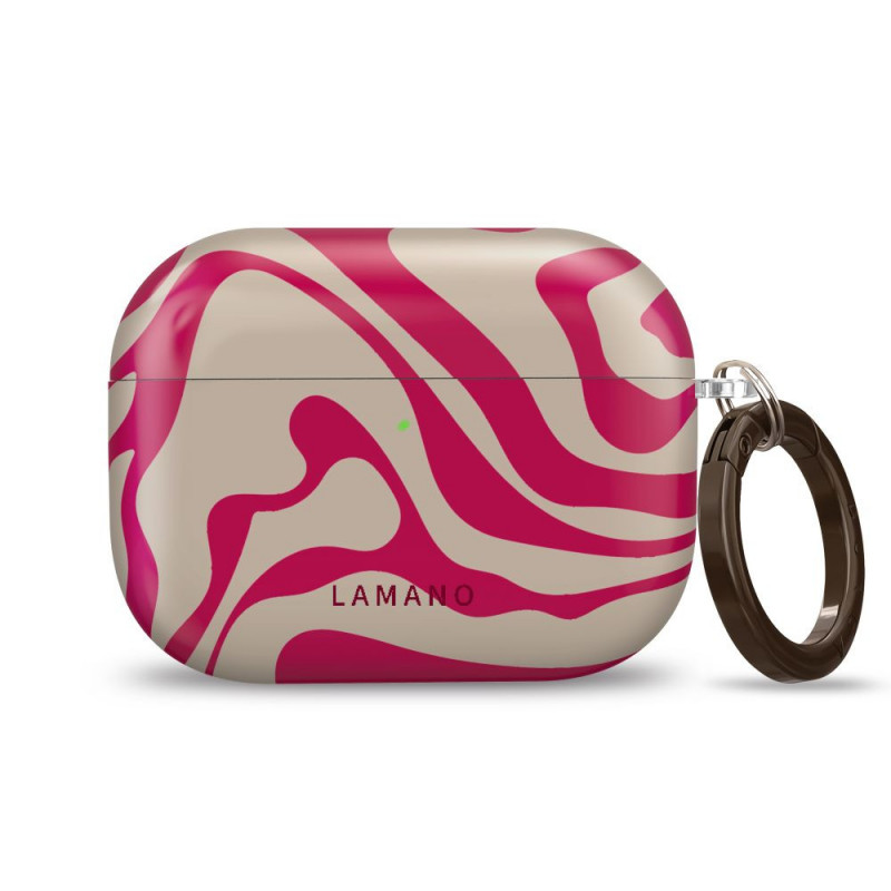 Custodia Tech-Protect Lamano per Apple AirPods Pro 3 con moschettone, Flamingo Bloom (rosa e beige)