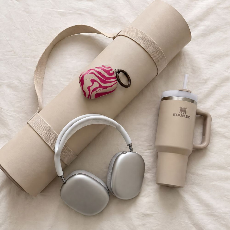 Custodia Tech-Protect Lamano per Apple AirPods Pro 3 con moschettone, Flamingo Bloom (rosa e beige)