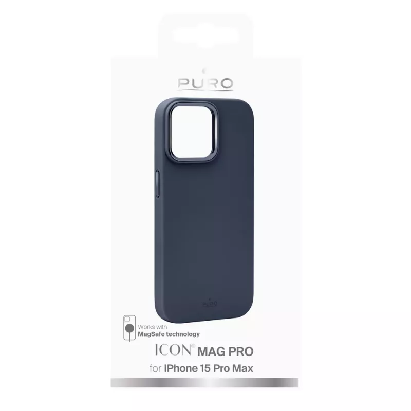Custodia in silicone MagSafe Puro Icon Mag Pro per Apple iPhone 15 Pro Max, blu scuro