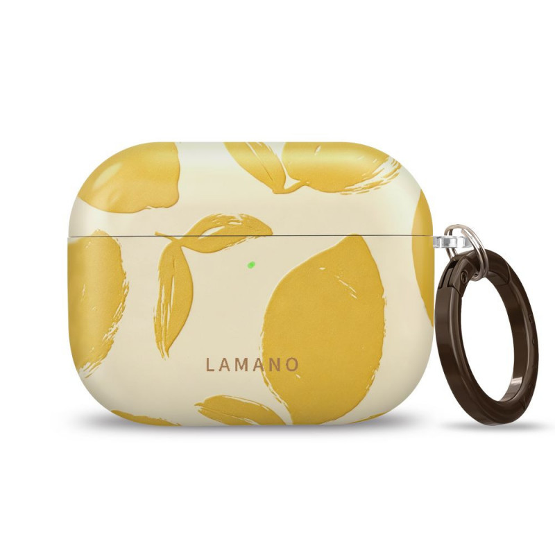 Custodia Tech-Protect Lamano per Apple AirPods Pro 3 con moschettone, Lemon Haze (gialla e bianca)