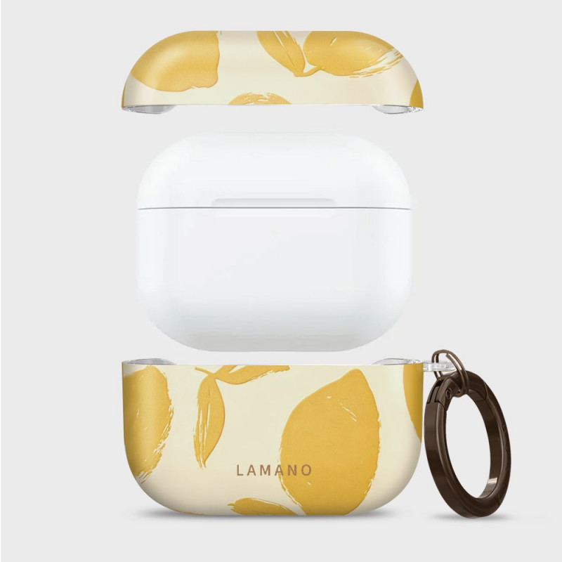 Custodia Tech-Protect Lamano per Apple AirPods Pro 3 con moschettone, Lemon Haze (gialla e bianca)