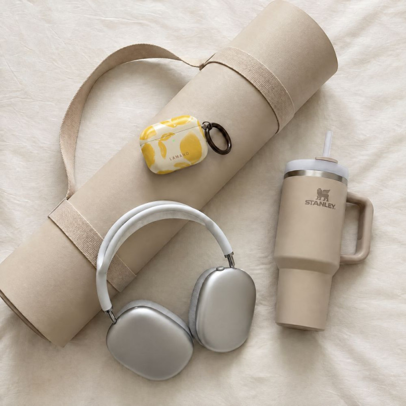 Custodia Tech-Protect Lamano per Apple AirPods Pro 3 con moschettone, Lemon Haze (gialla e bianca)