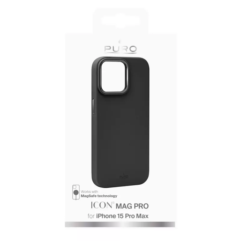 Custodia in silicone MagSafe Puro Icon Mag Pro per Apple iPhone 15 Pro Max, nera