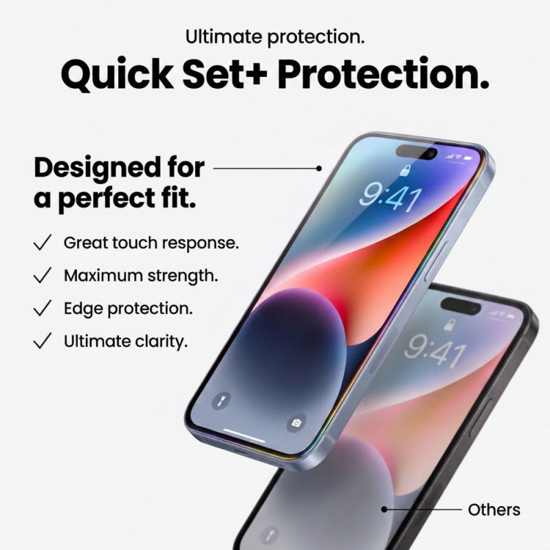 Tech-Protect Quick Set+ Vetro temperato per Apple iPhone 17 Pro / 18 Pro, nero (2 pz)