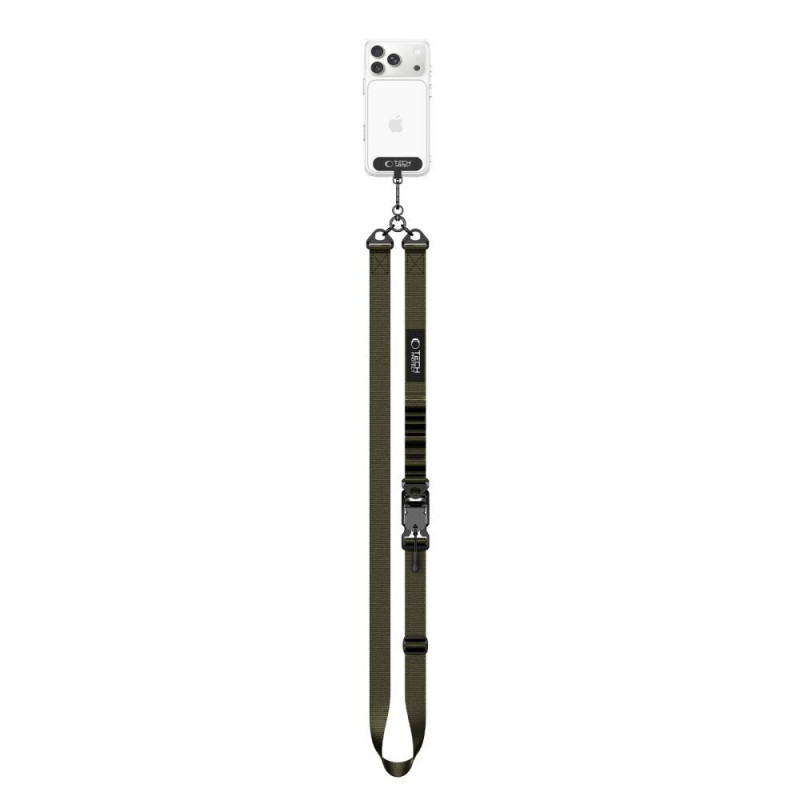 Tracolla per telefono Tech-Protect C9S Rope Crossbody, nylon, 91–140 cm, verde militare