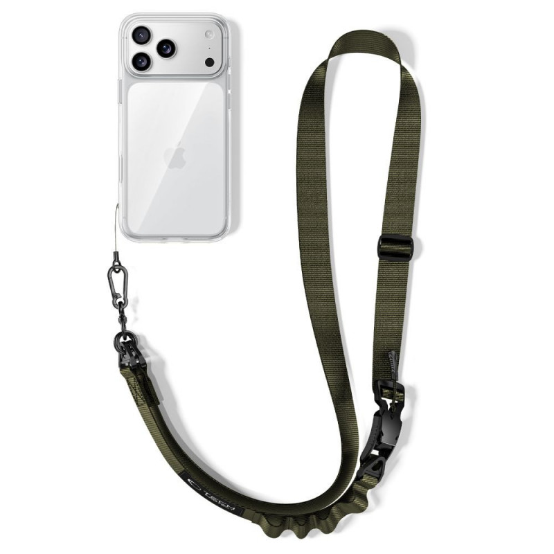 Tracolla per telefono Tech-Protect C9S Rope Crossbody, nylon, 91–140 cm, verde militare