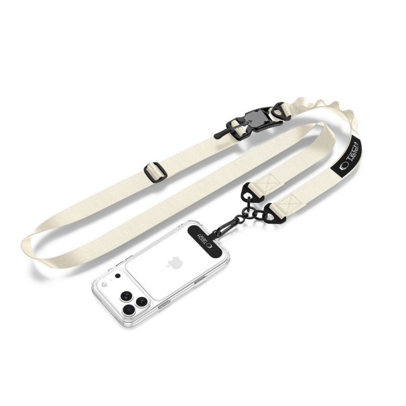 Tracolla per telefono Tech-Protect C9S Rope Crossbody, nylon, 91–140 cm, beige desertico
