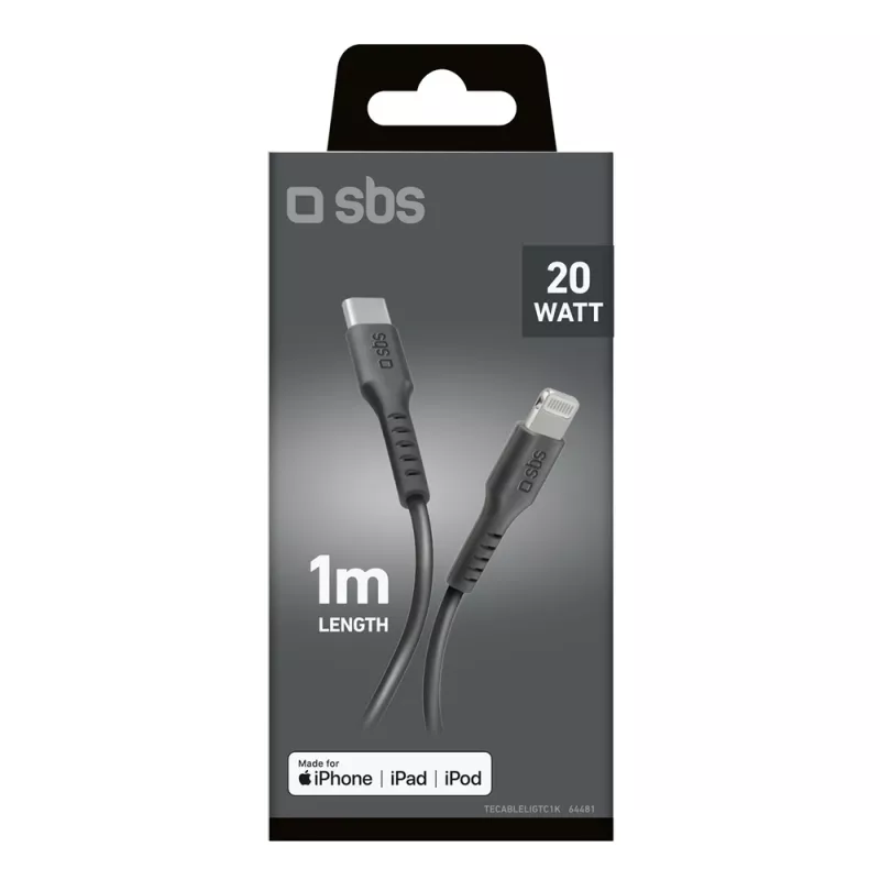 Cavo USB-C a Lightning SBS TECABLELIGTC1K, 1 m, nero