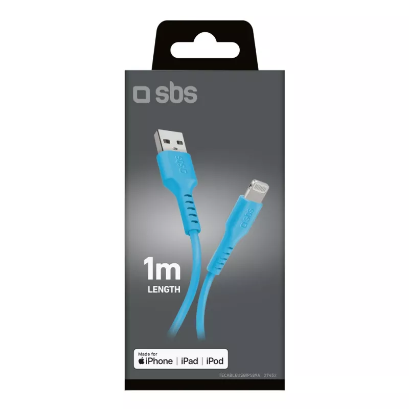Cavo USB-A a Lightning SBS TECABLEUSBIP589A, 1 m, blu