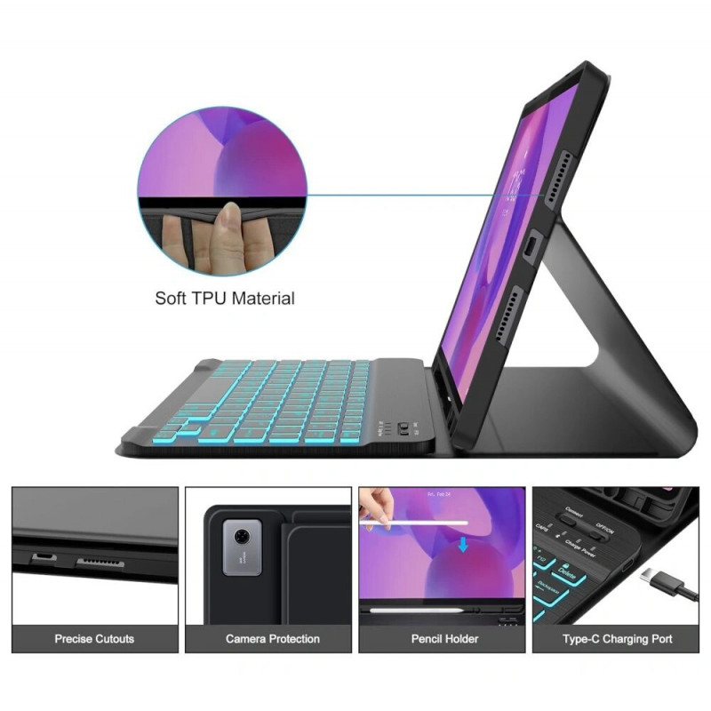 Custodia con tastiera Tech-Protect SmartCase Pen + Keyboard per Lenovo Idea Tab Plus 12.1 (TB-361), nera