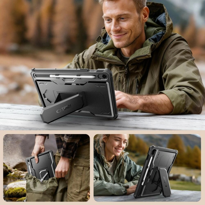 Custodia per tablet Tech-Protect Kevlar Pro per Samsung Galaxy Tab S9 11.0 / S10 FE / S10 Lite 10.9 (X710 / X716B / X520 / X526 / X400 / X406B), nera