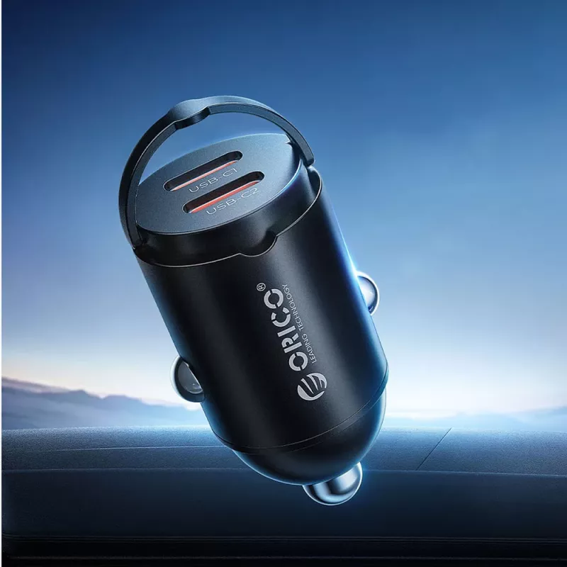Caricabatterie da auto Orico MiniRing MR-30-2C 30W 2x USB-C, nero
