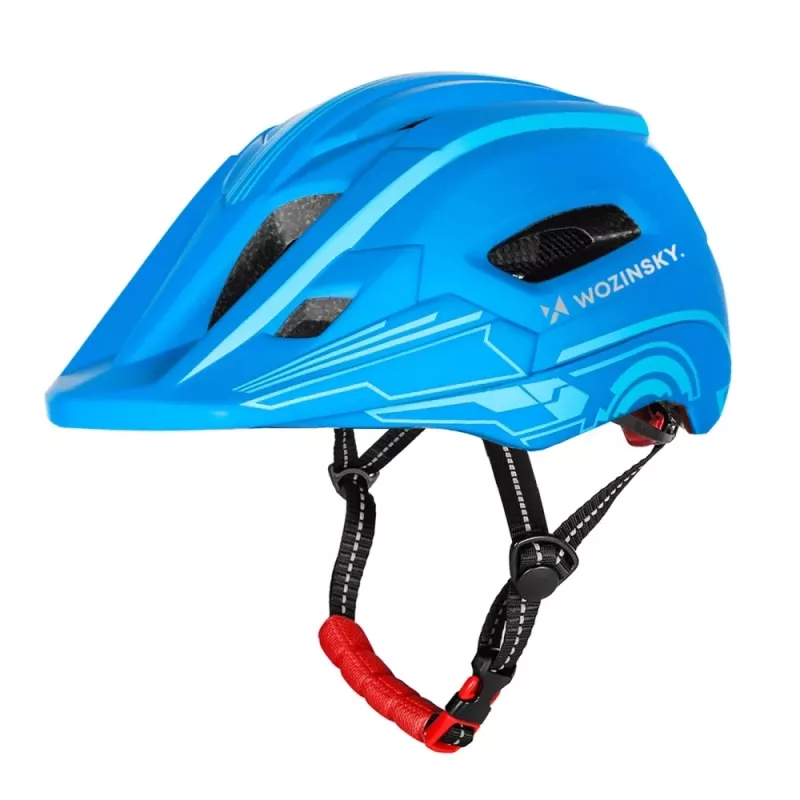Casco da bici full face per bambini Wozinsky con luce posteriore USB, taglia S (52-56 cm), blu