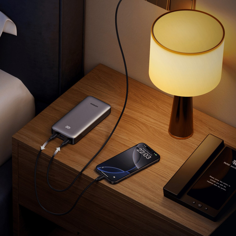 UGREEN PB532 Power bank 20000mAh 30W con ricarica rapida bidirezionale, 2x USB-C, USB-A, grigio