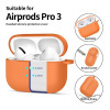 Custodia in silicone con moschettone Tech-Protect per Apple AirPods Pro 3, arancione cosmico