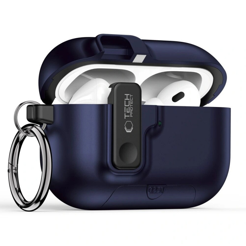 Custodia Tech-Protect Slim Hook per Apple AirPods Pro 3, blu navy