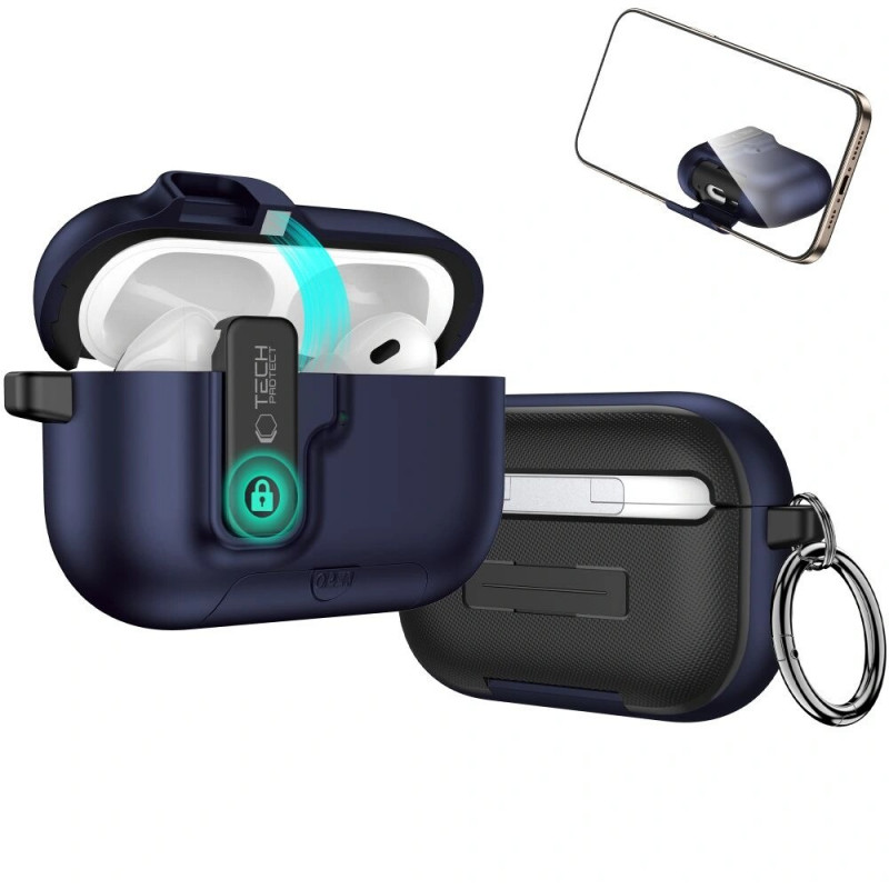 Custodia Tech-Protect Slim Hook per Apple AirPods Pro 3, blu navy
