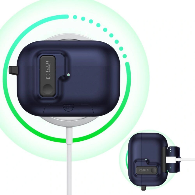 Custodia Tech-Protect Slim Hook per Apple AirPods Pro 3, blu navy