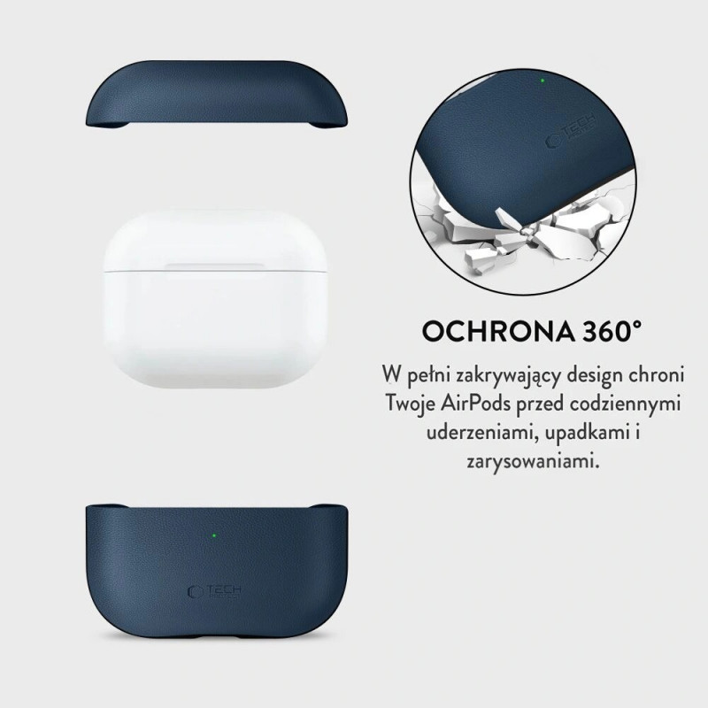 Custodia Tech-Protect NaturalFit per Apple AirPods Pro 3, blu navy