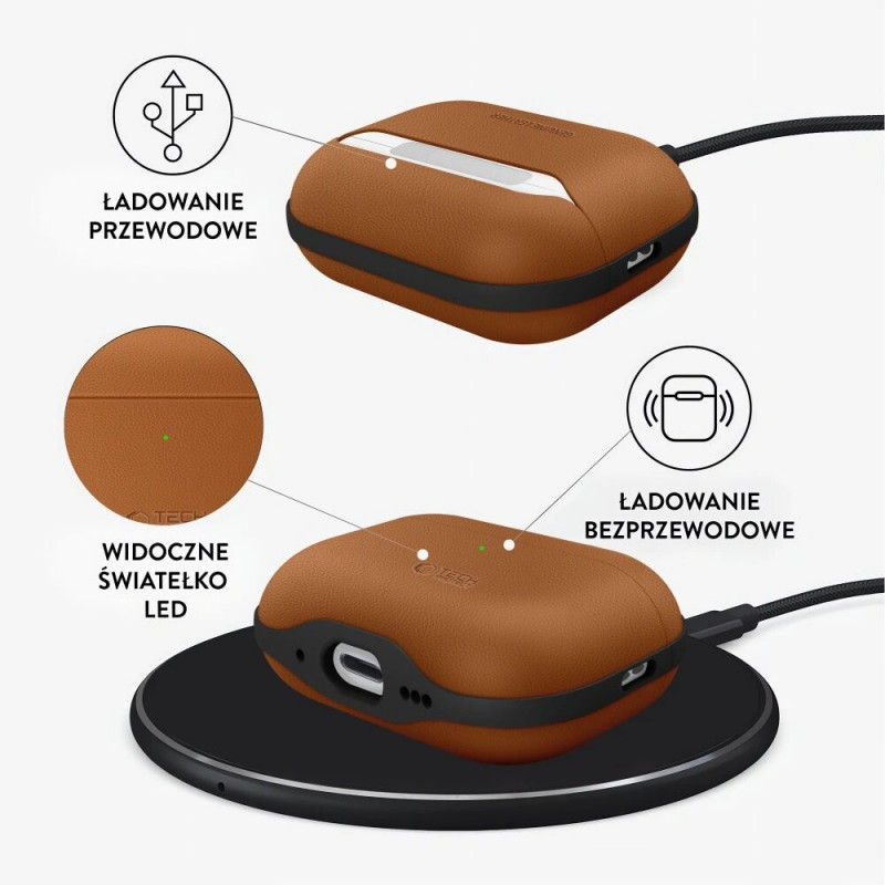 Custodia Tech-Protect NaturalFit per Apple AirPods Pro 3, marrone
