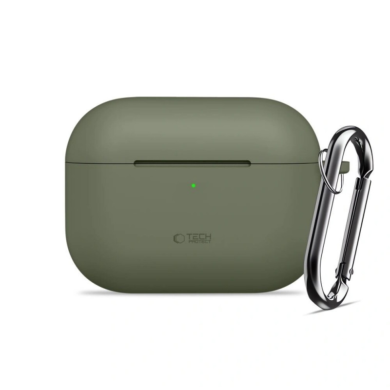 Custodia in silicone Tech-Protect Silicone Hook per Apple AirPods Pro 3, verde oliva