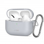 Custodia in silicone con moschettone Tech-Protect per Apple AirPods Pro 3, grigio pastello