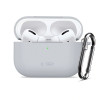 Custodia in silicone con moschettone Tech-Protect per Apple AirPods Pro 3, grigio pastello