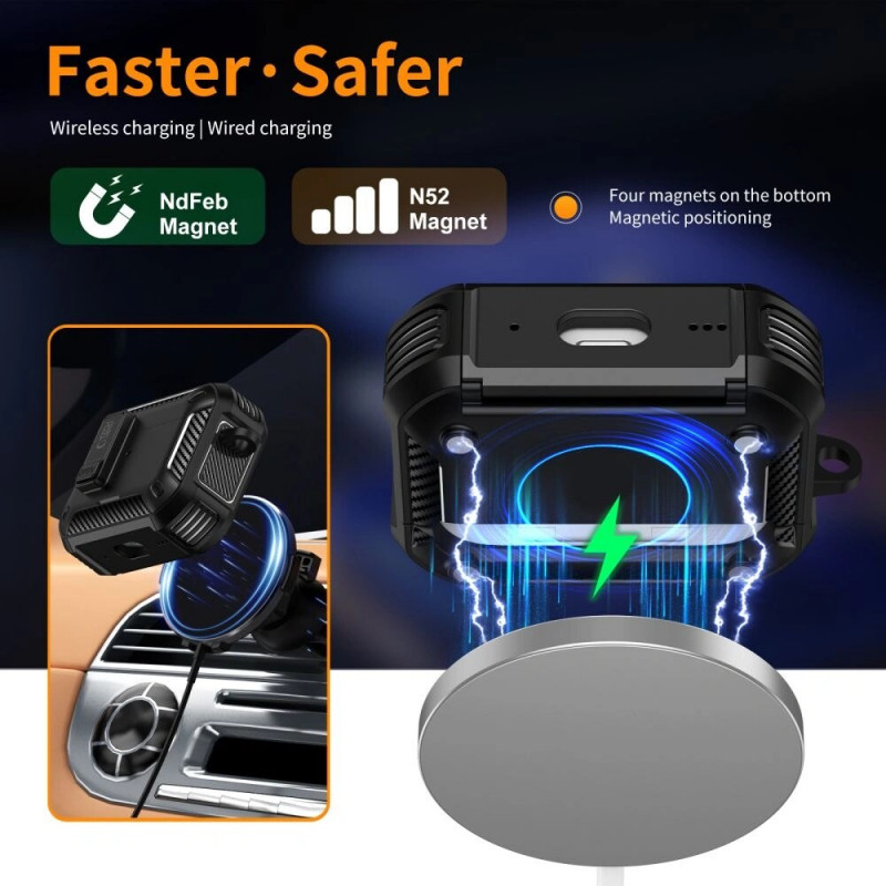 Custodia Tech-Protect Carbonox MagSafe per Apple AirPods Pro 3, THP4731, nera