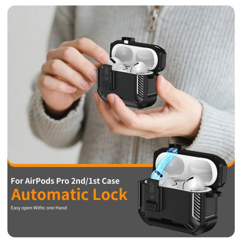 Custodia Tech-Protect Carbonox MagSafe per Apple AirPods Pro 3, THP4731, nera