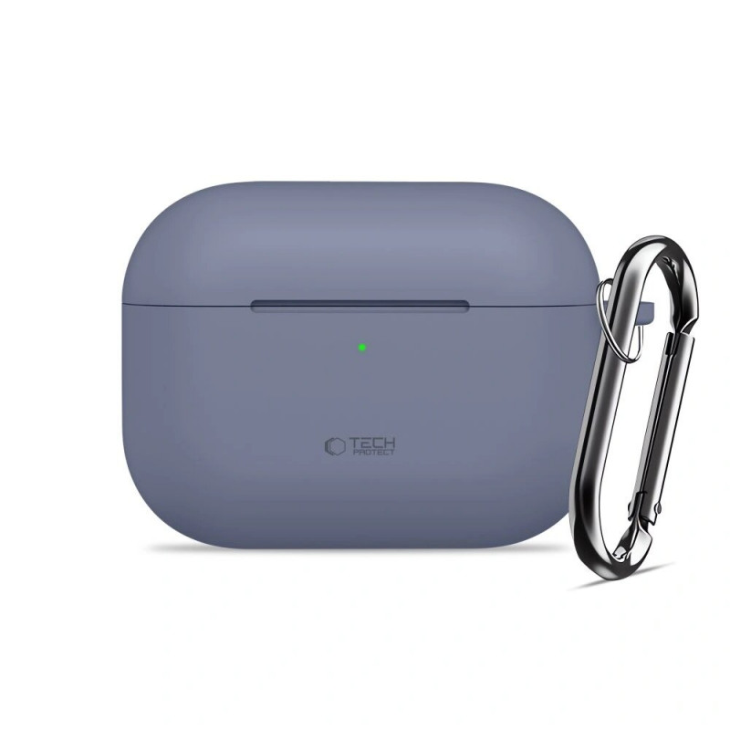 Custodia in silicone con moschettone Tech-Protect per Apple AirPods Pro 3, azzurro