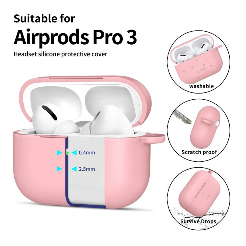 Custodia con moschettone in silicone Tech-Protect per Apple AirPods Pro 3 rosa