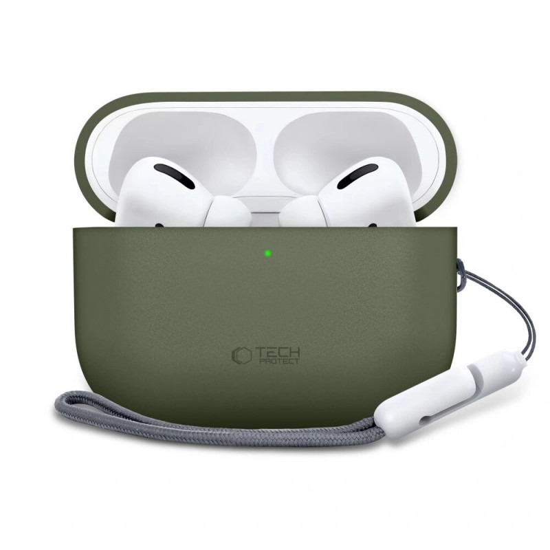 Custodia in silicone Tech-Protect per Apple AirPods Pro 3 verde oliva