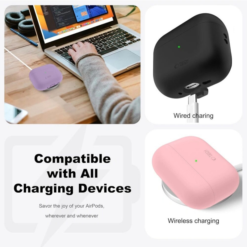 Custodia in silicone Tech-Protect per Apple AirPods Pro 3 verde oliva