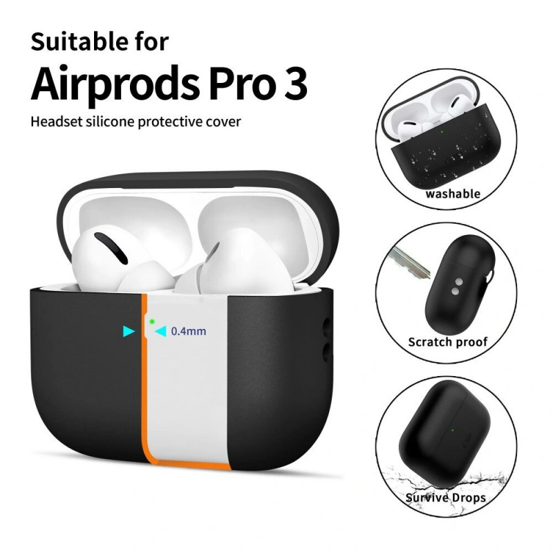 Custodia in silicone Tech-Protect per Apple AirPods Pro 3 nera