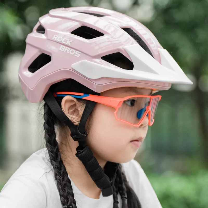 Casco per bici da giovane Rockbros LK-67 con visiera rimovibile 54–58 cm, rosa