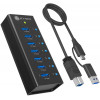 ICY BOX IB-AC618a hub USB 3.2 Gen 2 a 7 porte, alluminio, 12 V