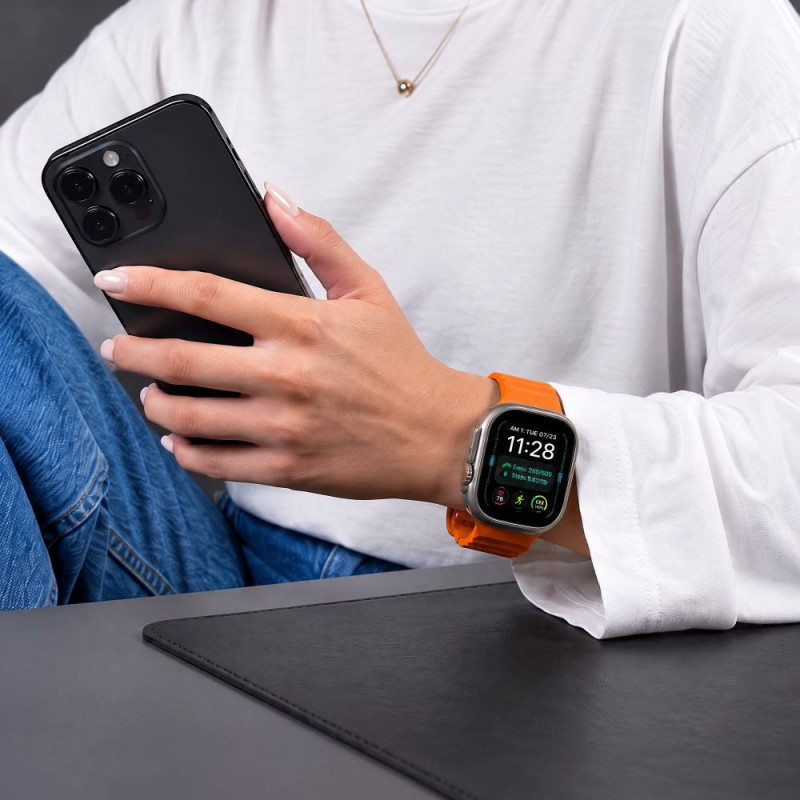 Cinturino Tech-Protect Silicone Line per Apple Watch 8 / 9 / 10 / 11 / 12 / SE / Ultra 44/45/46/49 mm, arancione