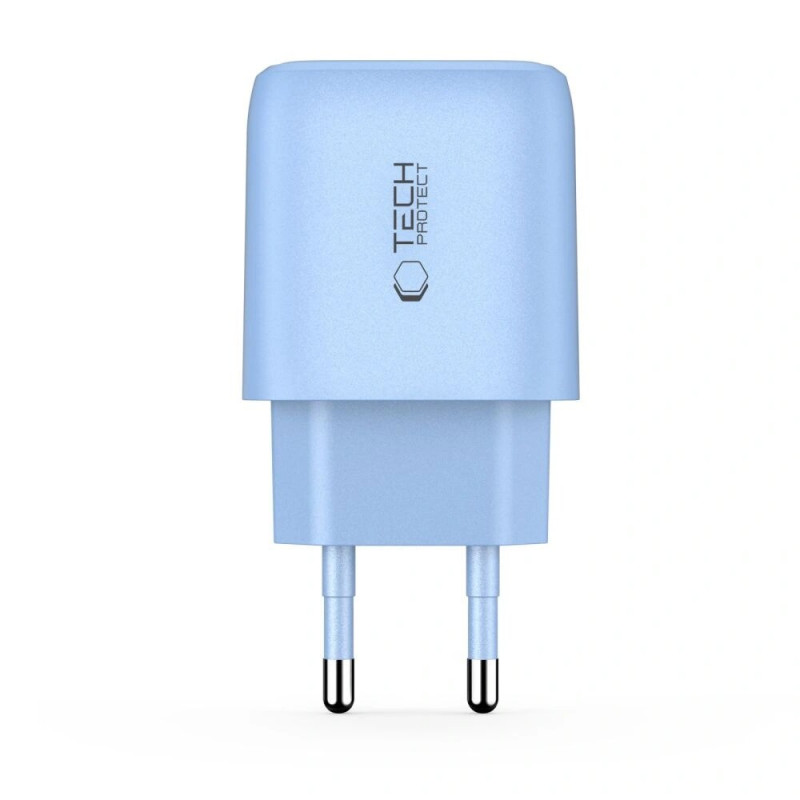 Tech-Protect NCA20 Caricatore da rete USB-A, USB-C PD 20W / QC3.0 azzurro