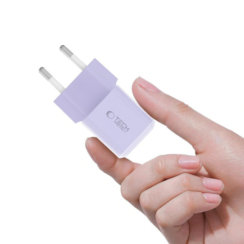Caricatore da parete Tech-Protect NCM25 USB-C PD 25W, viola chiaro