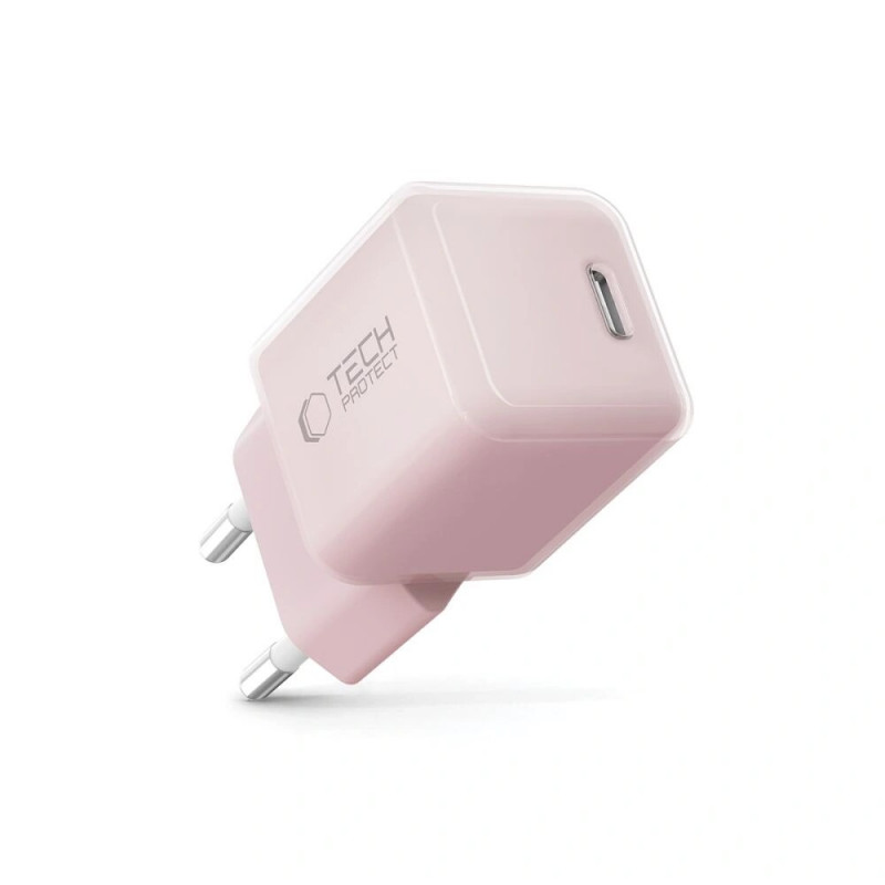 Caricabatterie da parete Tech-Protect NCM25 USB-C PD 25W, rosa baby