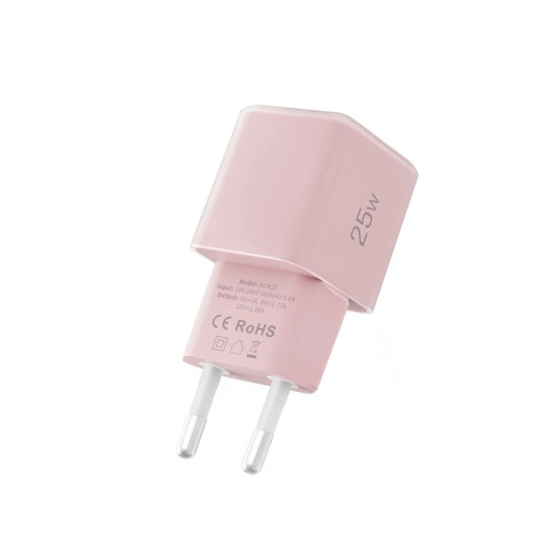 Caricabatterie da parete Tech-Protect NCM25 USB-C PD 25W, rosa baby