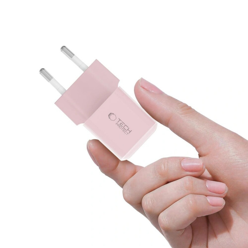 Caricabatterie da parete Tech-Protect NCM25 USB-C PD 25W, rosa baby